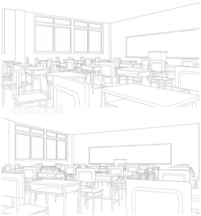 多角度教室设计绘制素材插画图片壁纸