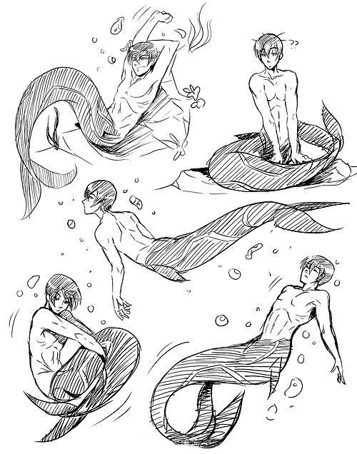 鲛人和其尾巴以及鳞片画法