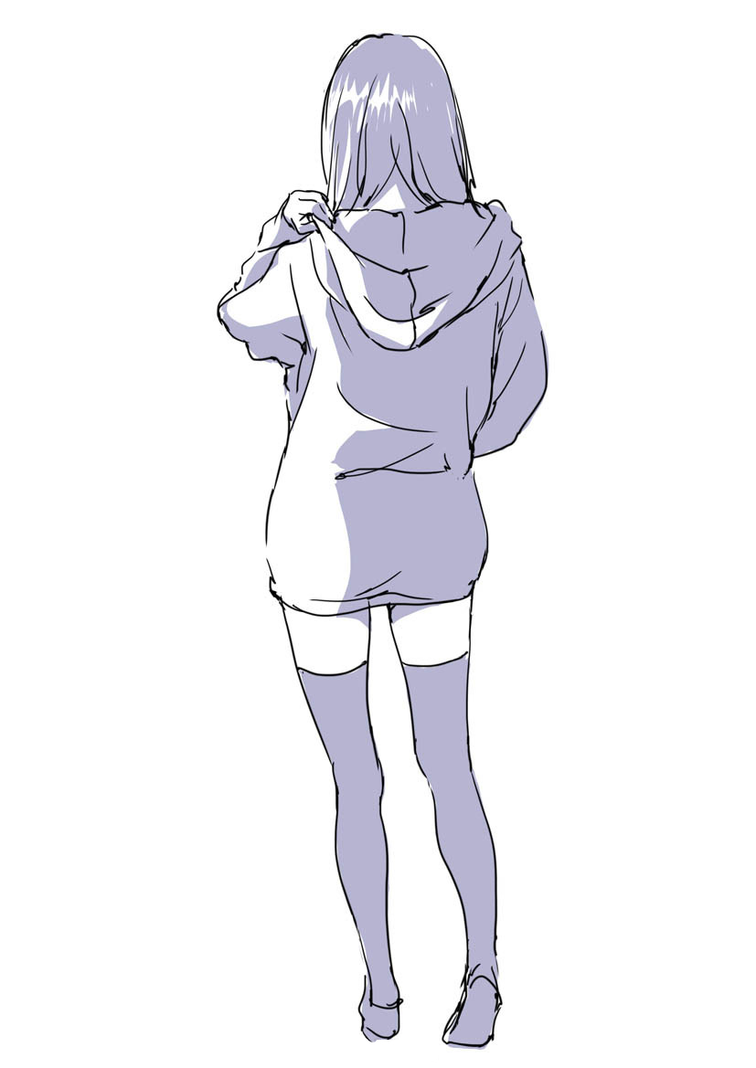 女生背影绘制参考学画画画师toshi