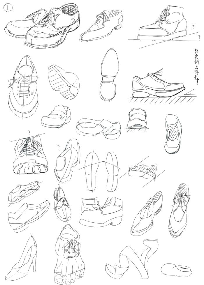 一组关于鞋子的绘制参考  插画图片壁纸