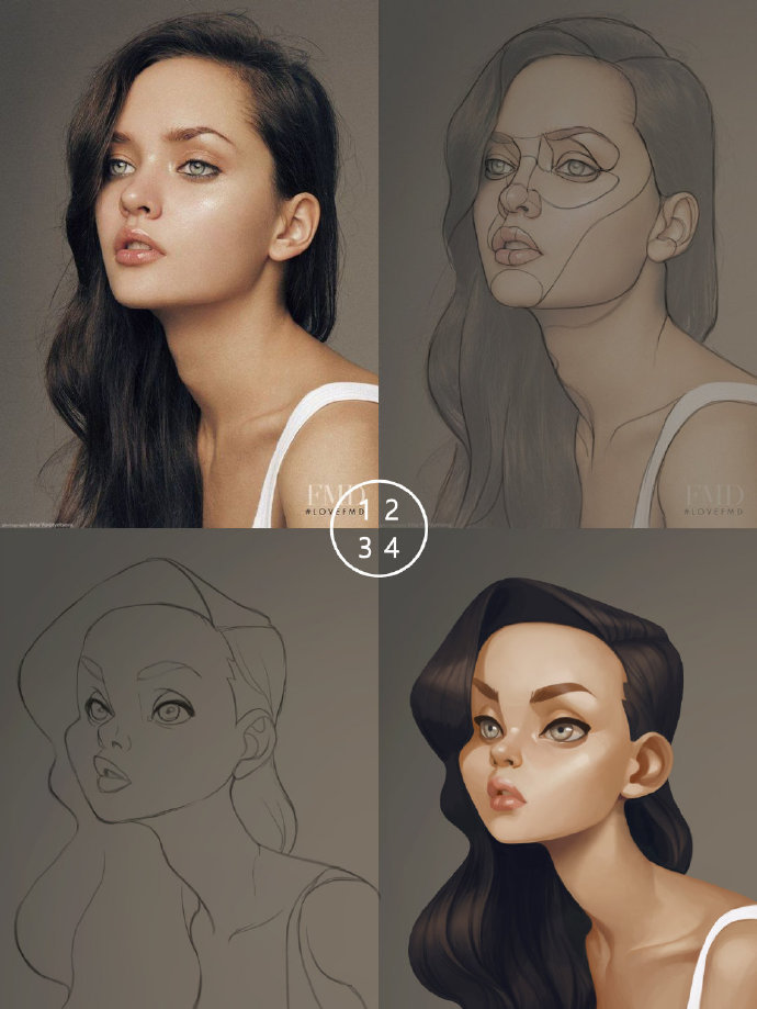 人物肖像步骤参考图 插画图片壁纸