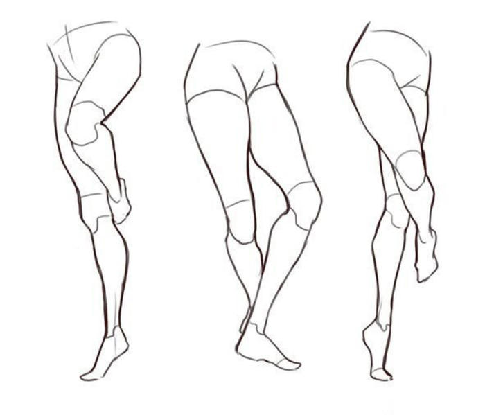 不同姿势下女生腿部绘制参考，学画画 插画图片壁纸