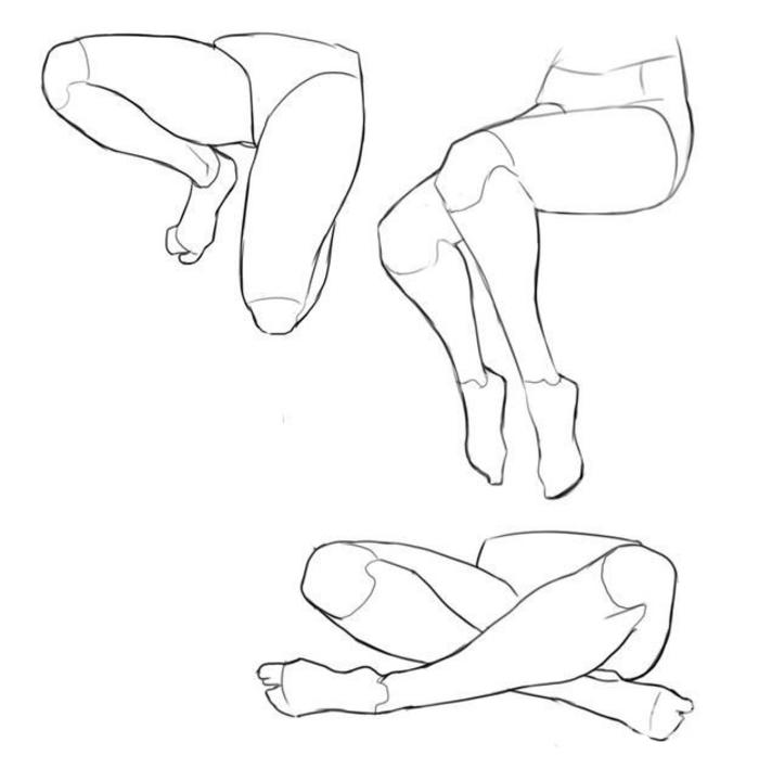 不同姿势下女生腿部绘制参考，学画画 插画图片壁纸