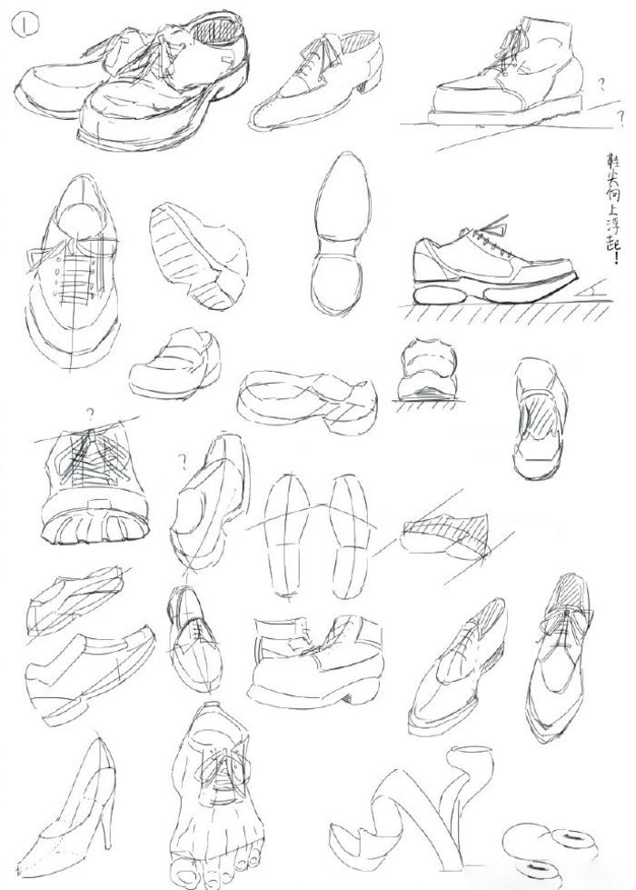 一组关于鞋子的绘制参考，拿去练习吧插画图片壁纸