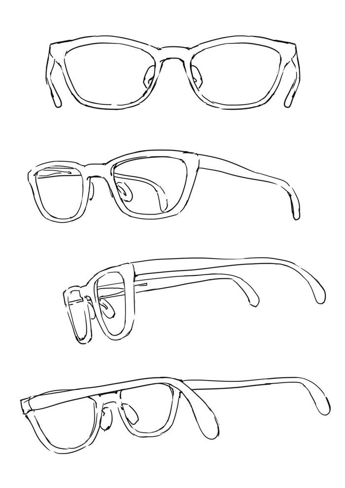 眼镜画法，从眼镜的形状到人透视参考 画法toshi 插画图片壁纸
