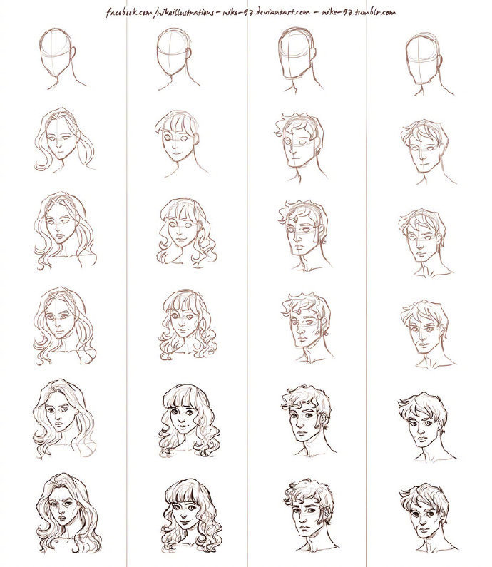 动漫女性人物 100种发型设计素材，适合画原创的时候参考练习  插画图片壁纸