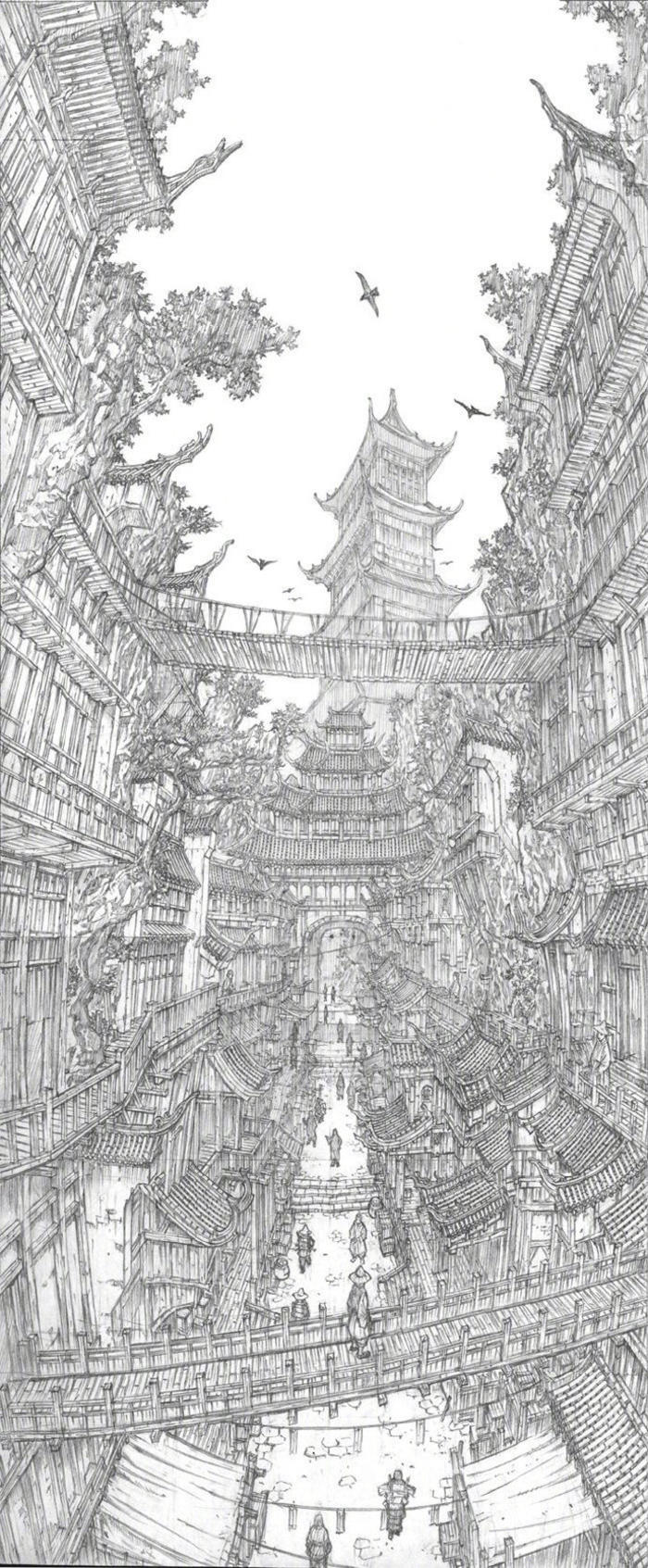 Min seub Jung的奇幻建筑 ，膜拜大佬插画图片壁纸