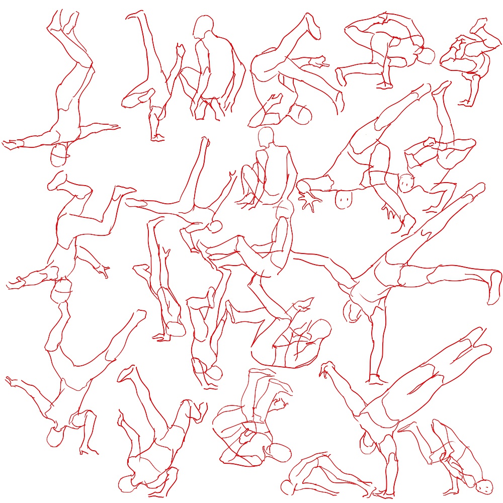 画师0033街舞武打等大动态草稿参考学画画