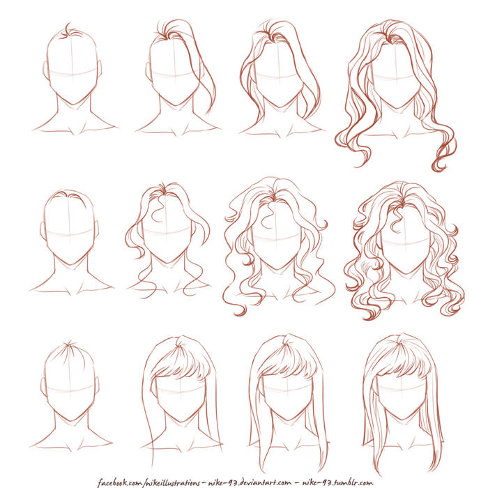 动漫女性人物的100种发型素材，学画画参考 插画图片壁纸