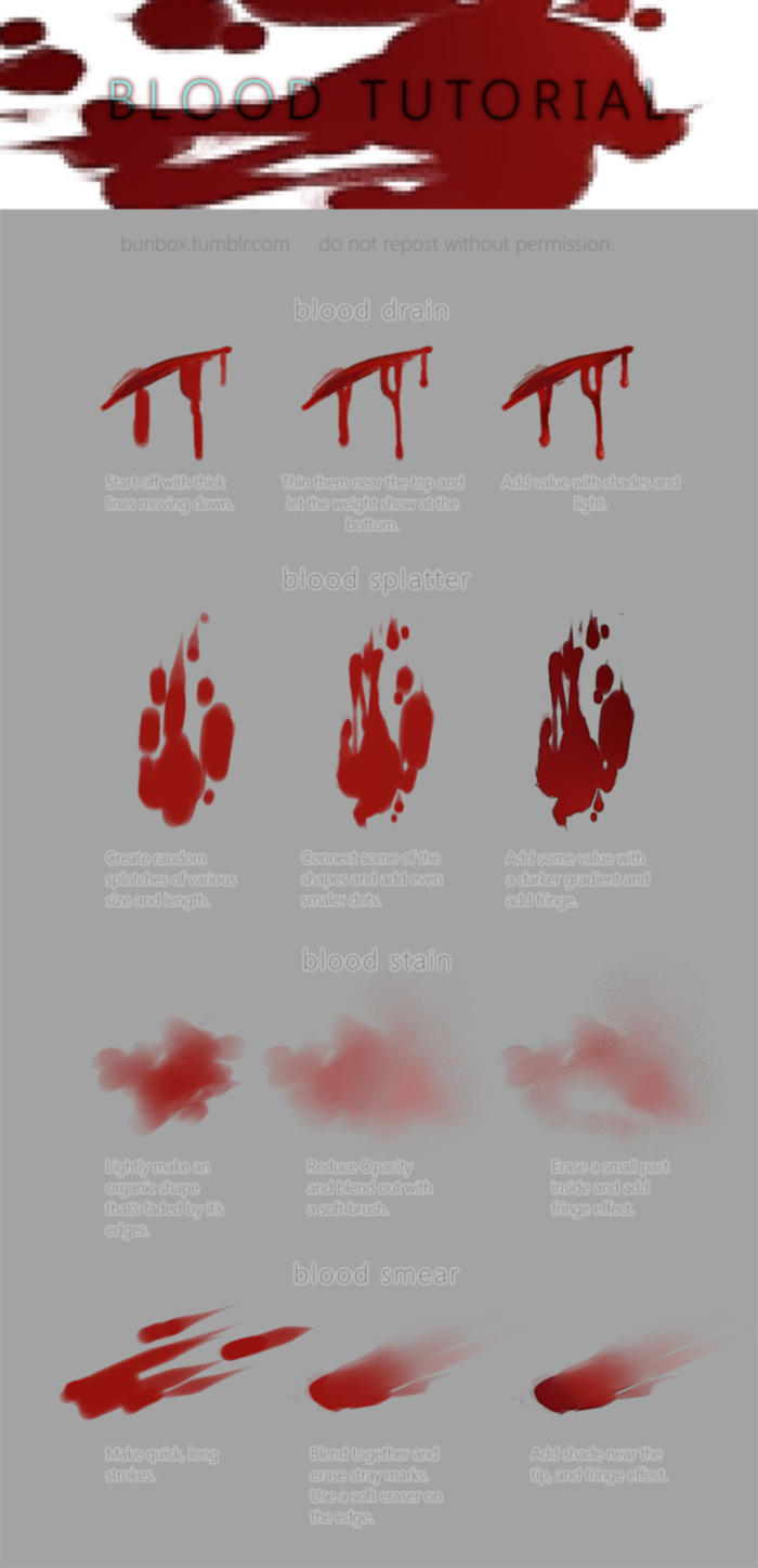 血的画法合辑：血渍、血滴、伤口插画图片壁纸