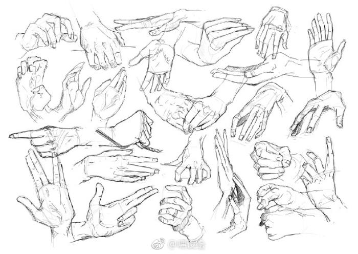 一组人体动态与手部素材参考 ， ​插画图片壁纸