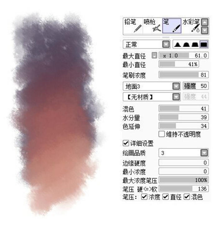 sai的一组带材质的笔刷设置参考，学画画插画图片壁纸