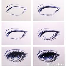 手绘动漫眼睛的步骤图，来自画师：huta chan 插画图片壁纸